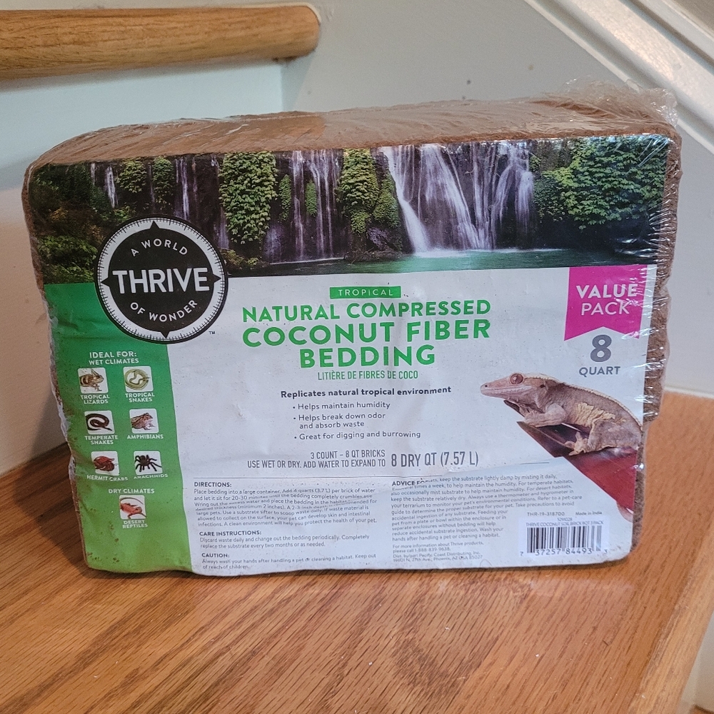 NEW Thrive Tropical Natural Compressed Coconut Fiber Bedding 8 Quart
